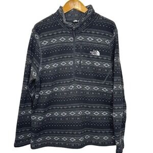 The North Face Tsillan 1/4 Zip Fleece Mens XL Aztec/Nordic Pattern Black/Gray‎